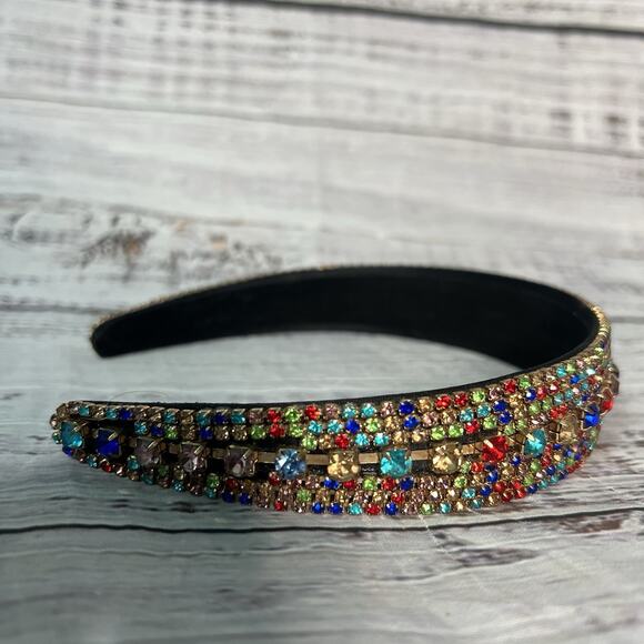 Multicolor Rhinestone Headband Sparkly Bejeweled Colorful Hair Accessories - Picture 3 of 7
